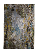A33428 Oriental Rug Indian Handmade Area Modern 6'2'' x 8'11'' -6x9- Brown Blue Splatter Abstract Design