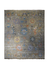 A33432 Oriental Rug Indian Handmade Area Transitional 8'1'' x 9'9'' -8x10- Brown Blue Floral Oushak Design