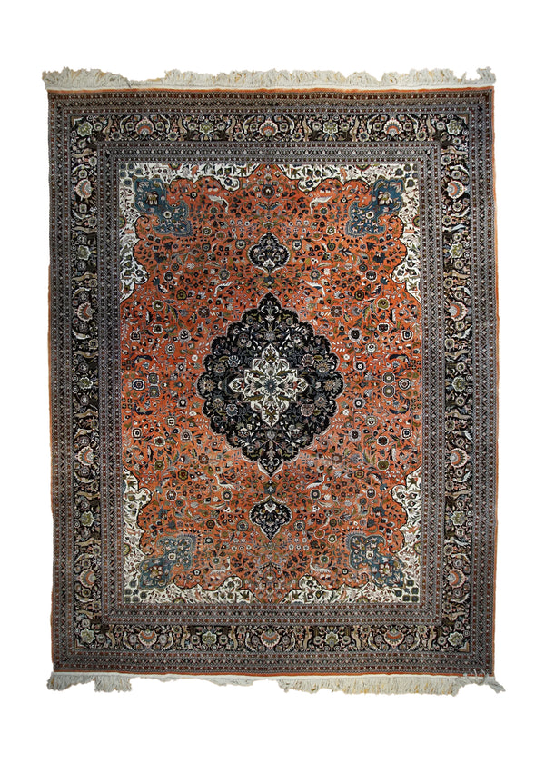 A33449 Oriental Rug Chinese Handmade Area Traditional 8'12'' x 12'0'' -9x12- Pink Black Isfahan Tree of Life Floral Design
