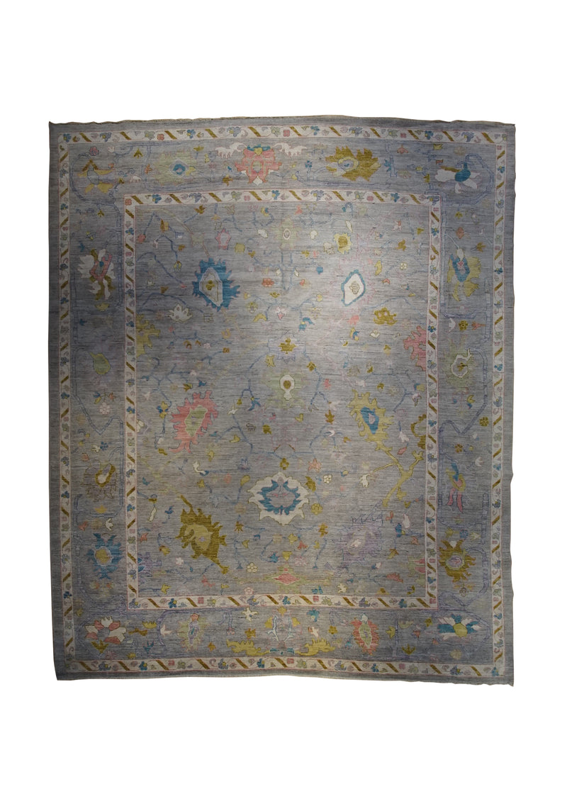 A33470 Oriental Rug Pakistani Handmade Area Transitional 12'0'' x 14'3'' -12x14- Gray Oushak Geometric Design