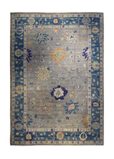A33476 Oriental Rug Pakistani Handmade Area Transitional 10'1'' x 14'2'' -10x14- Gray Blue Whites Beige Oushak Geometric Design