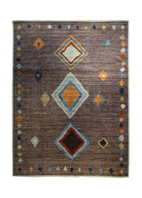 A33477 Oriental Rug Pakistani Handmade Area Transitional 8'8'' x 11'9'' -9x12- Multi-color Red Gabbeh Stripes Design
