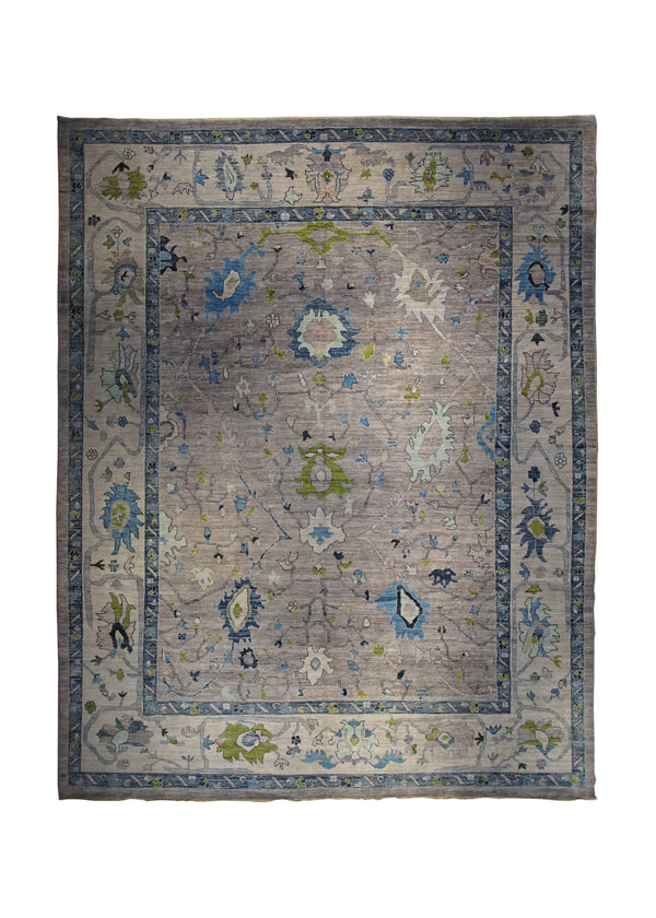 A33482 Oriental Rug Pakistani Handmade Area Transitional 12'0'' x 14'9'' -12x15- Gray Whites Beige Oushak Geometric Design