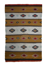 A33500 Native American Rug Navajo Handmade Area Antique 3'2'' x 5'0'' -3x5- Multi-color Whites Beige Yellow Gold Chrystal Geometric Design