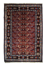 A33507 Persian Rug Yalameh Handmade Area Tribal 5'3'' x 8'2'' -5x8- Red Blue Geometric Design