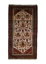 A33511 Persian Rug Baloch Handmade Area Tribal 3'2'' x 6'6'' -3x7- Whites Beige Red Geometric Tree of Life Animals Design