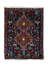 A33521 Persian Rug Bakhtiari Handmade Area Tribal 2'11'' x 3'11'' -3x4- Blue Red Tree of Life Animals Design