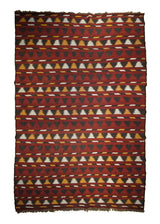 A33526 Oriental Rug Afghan Handmade Area Tribal 7'1'' x 10'10'' -7x11- Red Multi-color Kilim Geometric Design