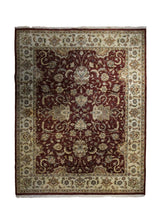A33529 Oriental Rug Indian Handmade Area Transitional 7'11'' x 9'10'' -8x10- Red Whites Beige Floral Oushak Design