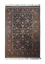A33531 Oriental Rug Pakistani Handmade Area Traditional 4'7'' x 7'1'' -5x7- Black Pink Floral Design