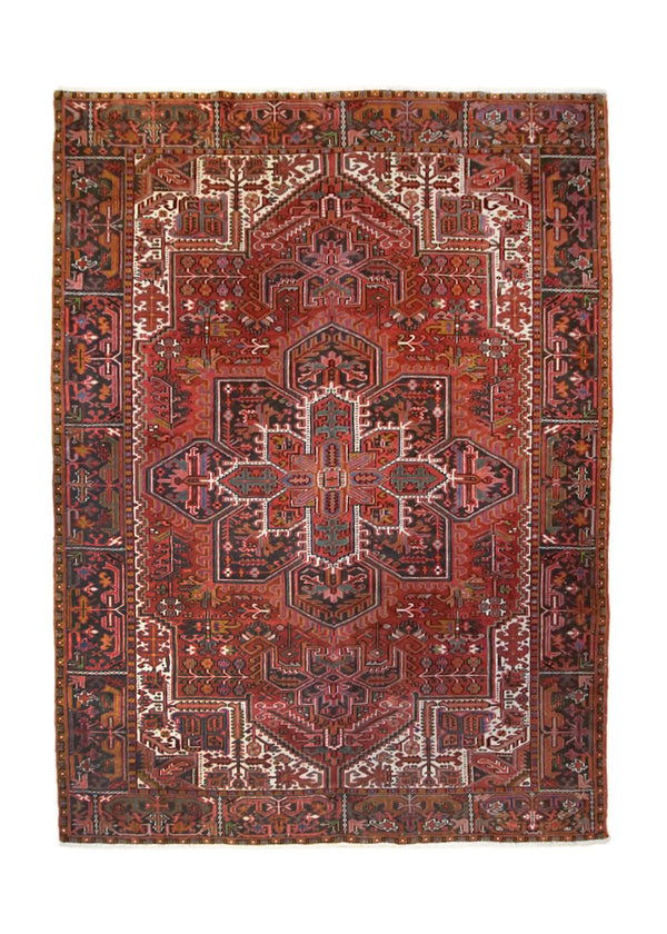 A33533 Persian Rug Heriz Handmade Area Tribal 7'12'' x 11'2'' -8x11- Red Geometric Design