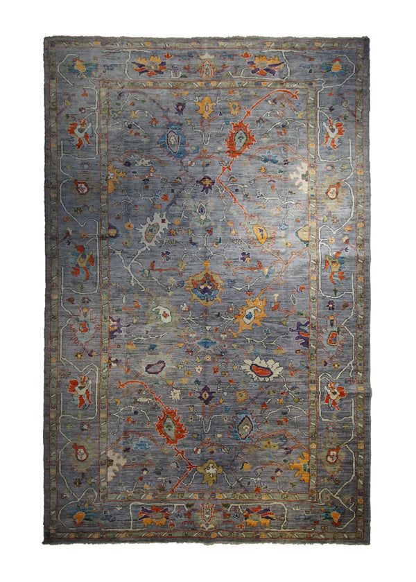 A33547 Oriental Rug Pakistani Handmade Area Transitional 8'1'' x 12'10'' -8x13- Gray Blue Oushak Floral Design