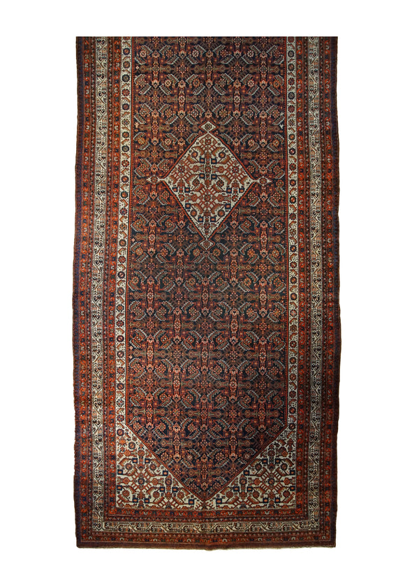 A33552 Persian Rug Malayer Handmade Area Tribal Antique 6'11'' x 19'6'' -7x20- Blue Red Geometric Herati Design