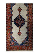 A33564 Oriental Rug Pakistani Handmade Area Transitional Tribal 5'1'' x 10'8'' -5x11- Whites Beige Red Serapi Geometric Design