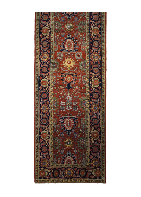 A33592 Oriental Rug Pakistani Handmade Runner Transitional Tribal 3'2'' x 18'0'' -3x18- Red Blue Green Serapi Geometric Design