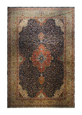 A33598 Persian Rug Tabriz Handmade Area Traditional 12'10'' x 19'3'' -13x19- Blue Yellow Gold Red Naghsh Floral Design