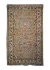 A33608 Oriental Rug Pakistani Handmade Area Transitional 3'0'' x 4'10'' -3x5- Whites Beige Antique Washed Oushak Floral Design