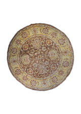 A33611 Oriental Rug Pakistani Handmade Round Transitional 5'12'' x 6'0'' -6x6- Brown Yellow Gold Antique Washed Oushak Floral Design