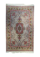A33624 Persian Rug Tabriz Handmade Area Traditional 6'7'' x 10'1'' -7x10- Whites Beige Pink Naghsh Floral Design