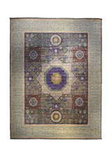 A33640 Oriental Rug Pakistani Handmade Area Transitional Tribal 11'10'' x 15'2'' -12x15- Purple Whites Beige Ariana Geometric Mamluk Design