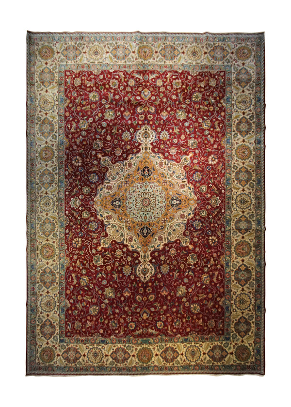 A33654 Persian Rug Tabriz Handmade Area Traditional 10'10'' x 15'8'' -11x16- Red Floral Design