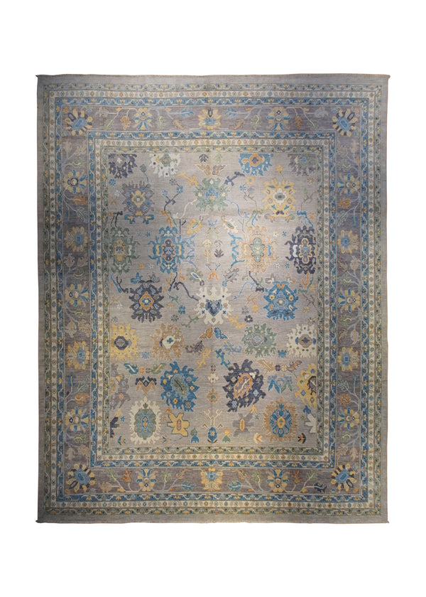 A33675 Oriental Rug Pakistani Handmade Area Transitional 12'8'' x 16'0'' -13x16- Gray Blue Oushak Floral Oushak Design