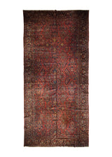 A33696 Persian Rug Mohajeran Sarouk Handmade Area Traditional Antique 11'0'' x 22'0'' -11x22- Red Blue Floral Design