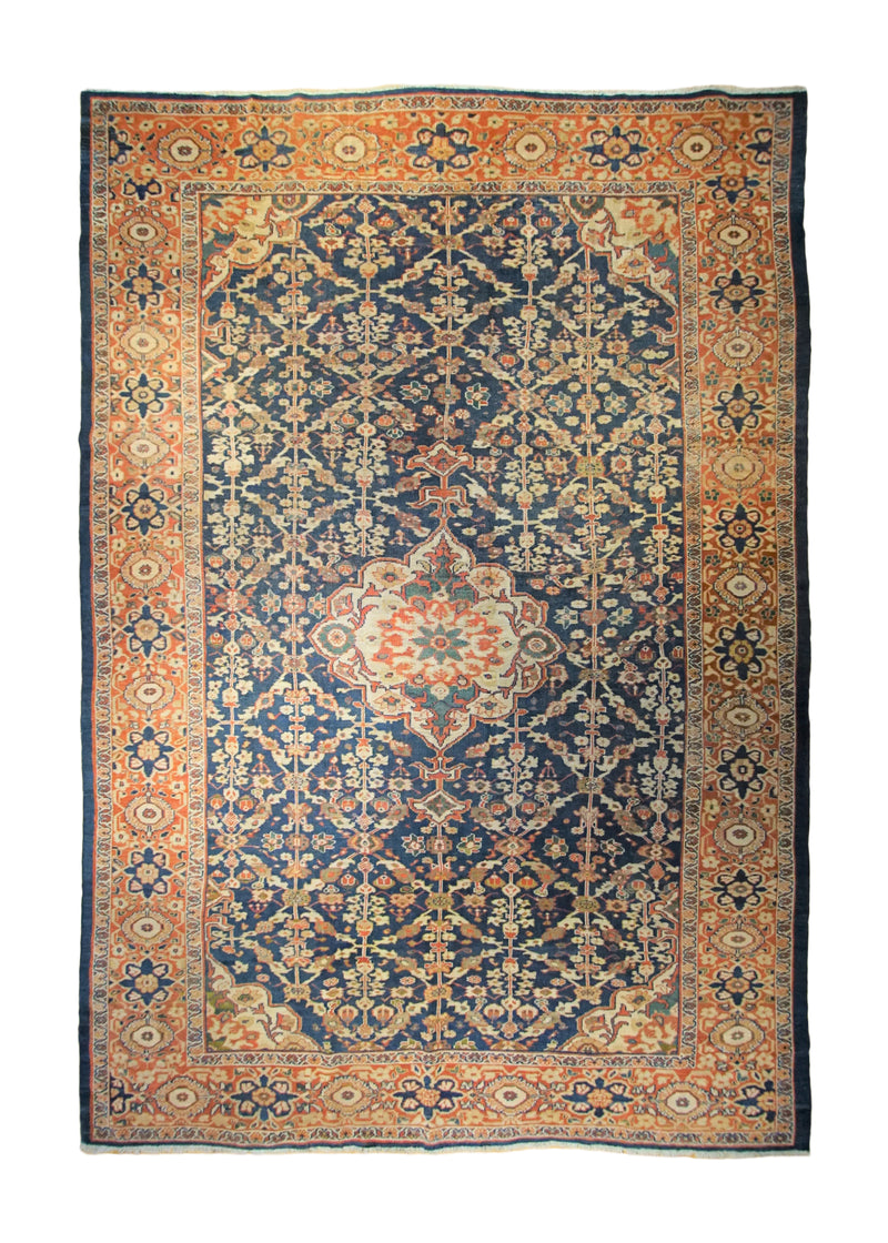 A33701 Persian Rug Sultanabad Handmade Area Tribal Antique 10'1'' x 14'2'' -10x14- Blue Red Geometric Design