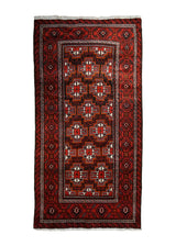 A33733 Persian Rug Baloch Handmade Area Tribal 4'1'' x 7'4'' -4x7- Red Geometric Design