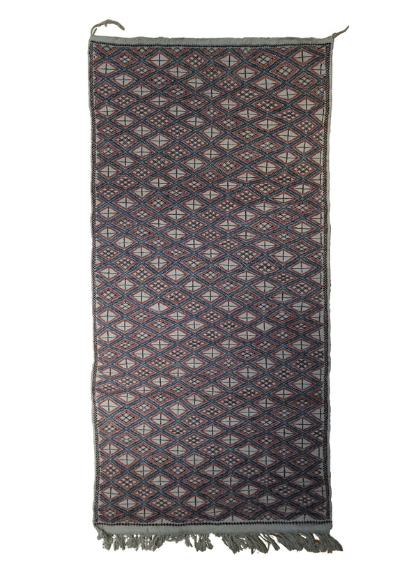A33736 Oriental Rug Moroccan Handmade Area Tribal 3'5'' x 6'8'' -3x7- Whites Beige Red Geometric Design