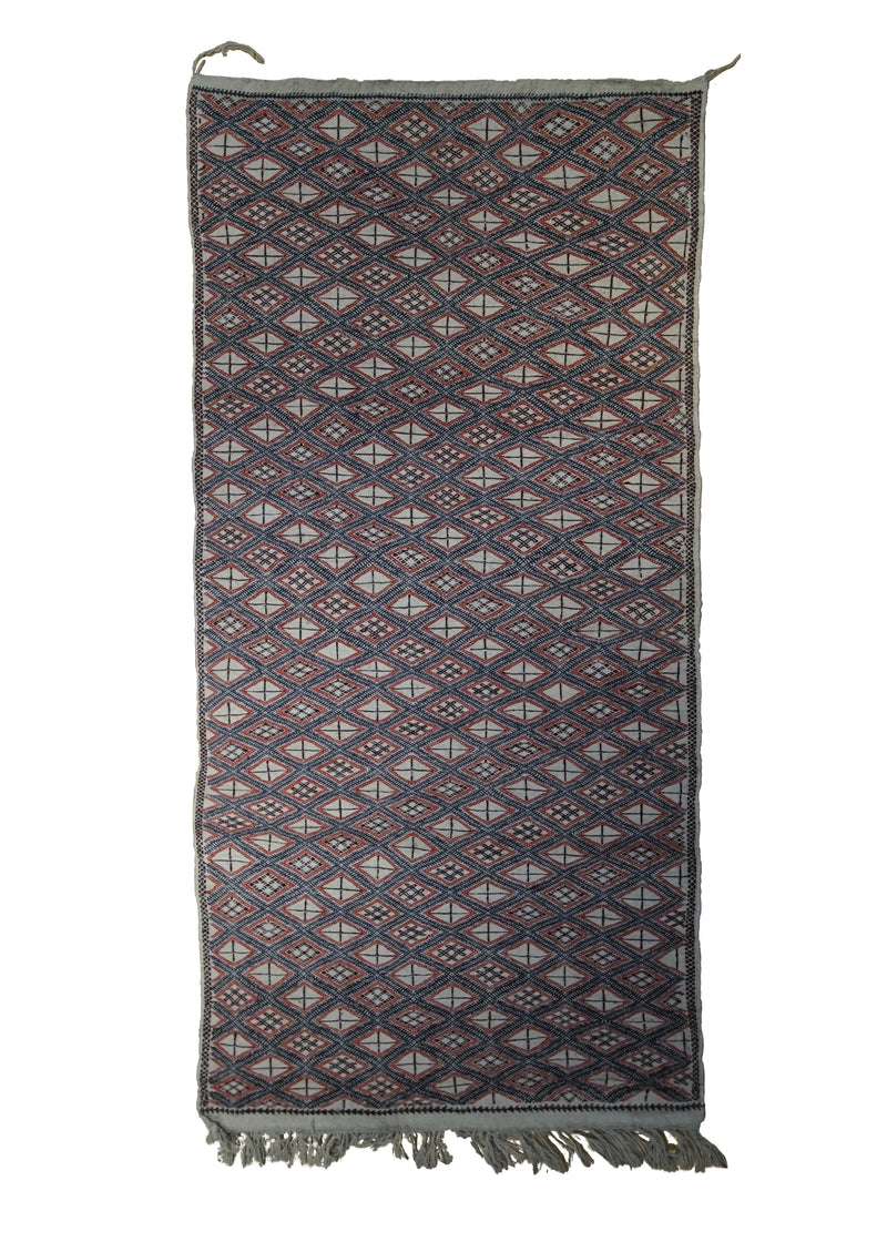 A33736 Oriental Rug Moroccan Handmade Area Tribal 3'5'' x 6'8'' -3x7- Whites Beige Red Geometric Design