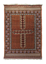 A33744 Oriental Rug Turkmen Handmade Area Tribal 4'2'' x 5'7'' -4x6- Red Tekke Geometric Design