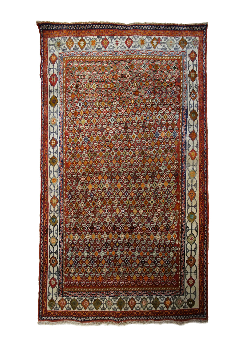 A33745 Persian Rug Afshar Handmade Area Tribal 4'10'' x 8'4'' -5x8- Red Geometric Design