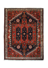 A33762 Persian Rug Bakhtiari Handmade Area Tribal 5'2'' x 6'9'' -5x7- Red Geometric Design