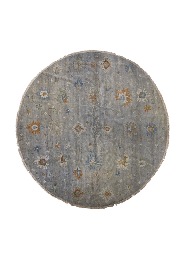 A33778 Oriental Rug Indian Handmade Area Transitional Neutral 10'0'' x 10'0'' -10x10- Whites Beige Blue Orange Floral Oushak Design.jpg