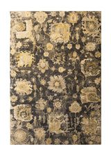 A33785 Oriental Rug Indian Handmade Area Transitional 4'0'' x 5'10'' -4x6- Black Gray Yellow Gold Floral Oushak Design