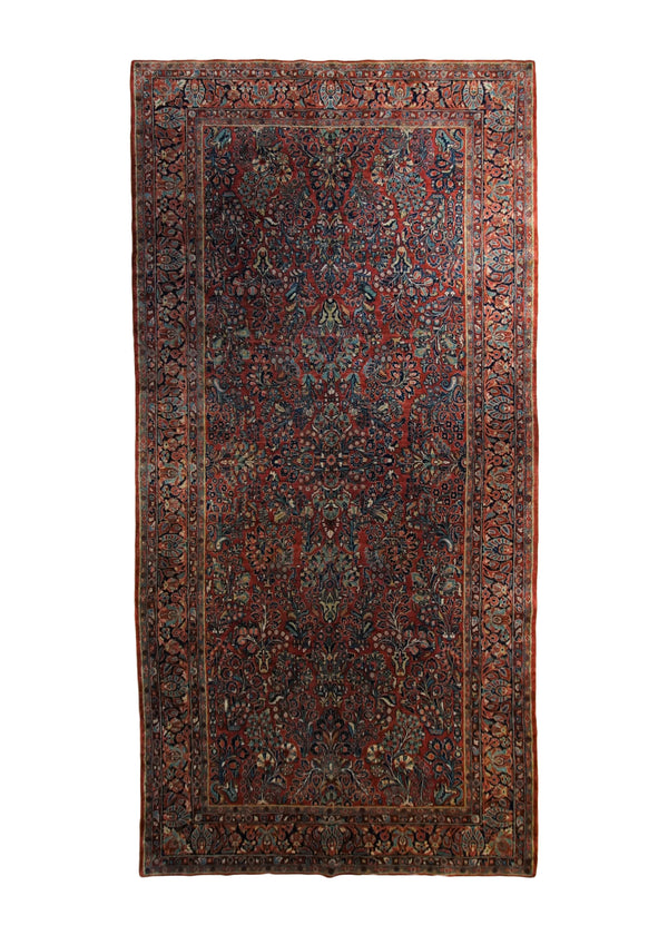 A33791 Persian Rug Sarouk Handmade Runner Traditional Antique 5'10'' x 12'0'' -6x12- Red Blue Floral Design