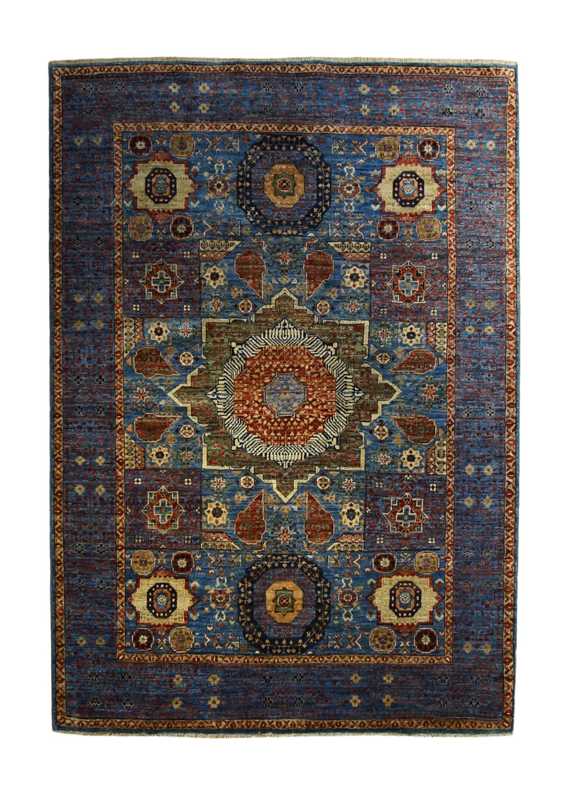 A33796 Oriental Rug Pakistani Handmade Area Transitional 4'11'' x 6'11'' -5x7- Blue Mamluk Geometric Design