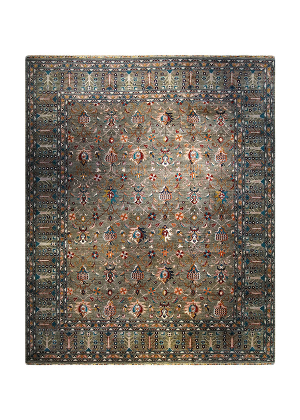A33816 Oriental Rug Pakistani Handmade Area Transitional 11'9'' x 14'6'' -12x15- Green Maktab Sultani Floral Oushak Design