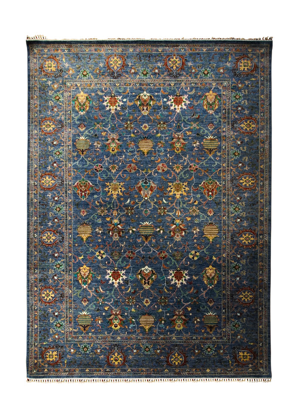 A33819 Oriental Rug Pakistani Handmade Area Transitional 8'4'' x 11'4'' -8x11- Blue Maktab Sultani Floral Oushak Design