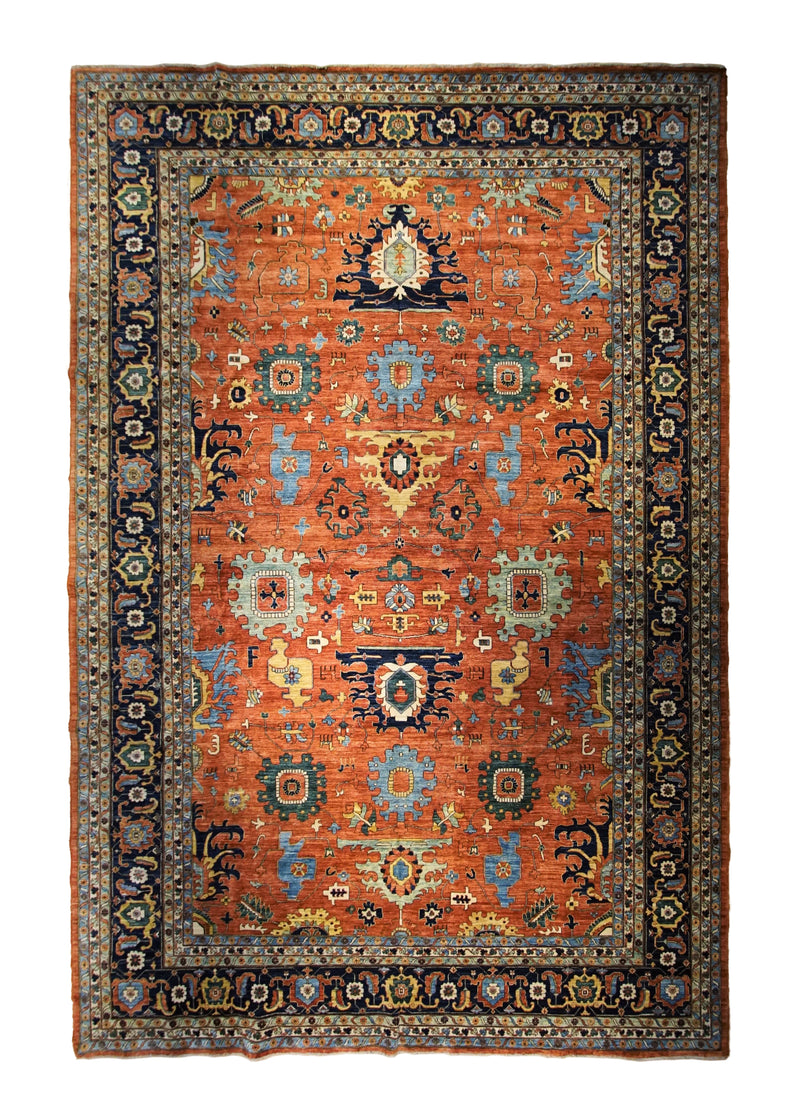 A33844 Oriental Rug Pakistani Handmade Area Transitional Tribal 12'0'' x 18'1'' -12x18- Red Blue Ariana Floral Serapi Design