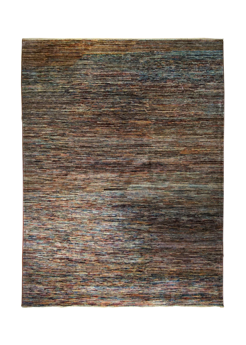 A33849 Oriental Rug Pakistani Handmade Area Transitional 8'11'' x 11'9'' -9x12- Multi-color Red Gabbeh Stripes Design