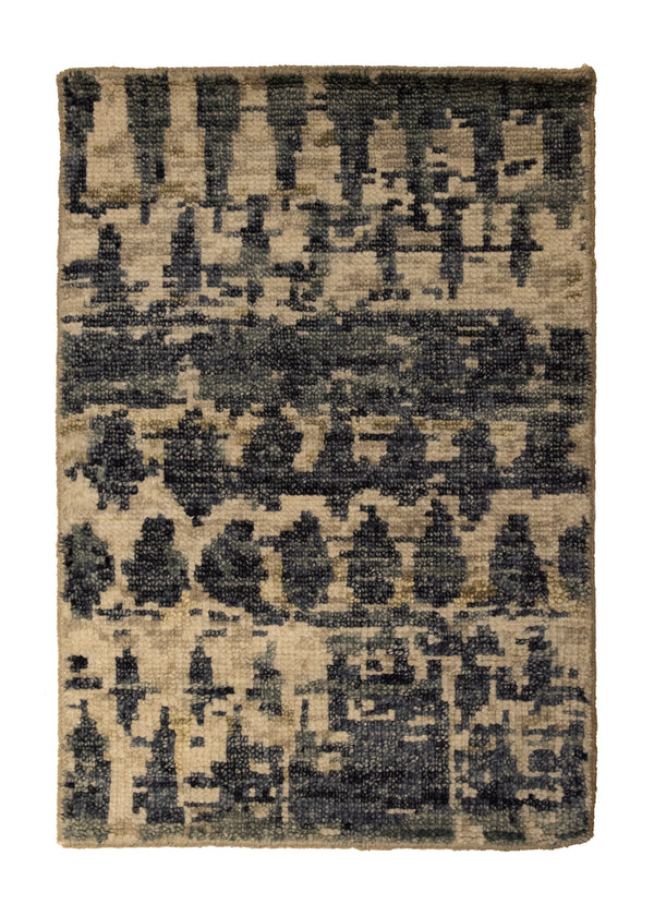 A33875 Oriental Rug Indian Handmade Area Modern 2'0'' x 3'0'' -2x3- Blue Whites Beige Abstract Design