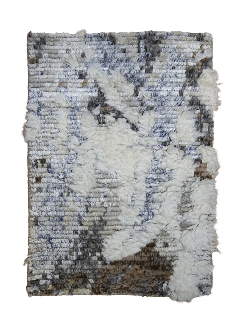 A33900 Oriental Rug Indian Handmade Area Modern Neutral 2'0'' x 3'0'' -2x3- Gray Brown Abstract High Low Pile Design.jpg