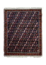 A33927 Persian Rug Afshar Handmade Area Tribal 2'9'' x 3'5'' -3x3- Blue Paisley Boteh Geometric Design