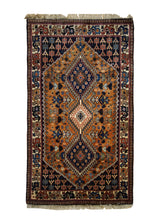 A33928 Persian Rug Yalameh Handmade Area Tribal 2'8'' x 4'4'' -3x4- Brown Orange Geometric Design