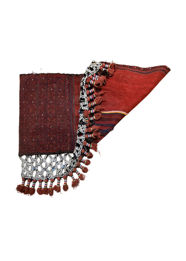A33943 Persian Rug Baloch Handmade Saddle Tribal 3'0'' x 4'9'' -3x5- Red Saddle Bag Geometric Kilim Design