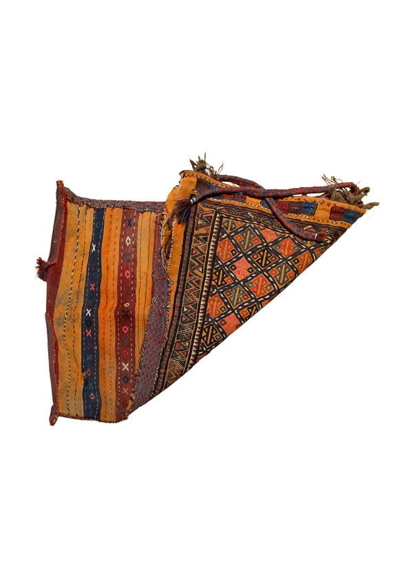 A33945 Persian Rug Ghashghaei Handmade Saddle Tribal 2'3'' x 3'5'' -2x3- Yellow Gold Saddle Bag Geometric Kilim Design