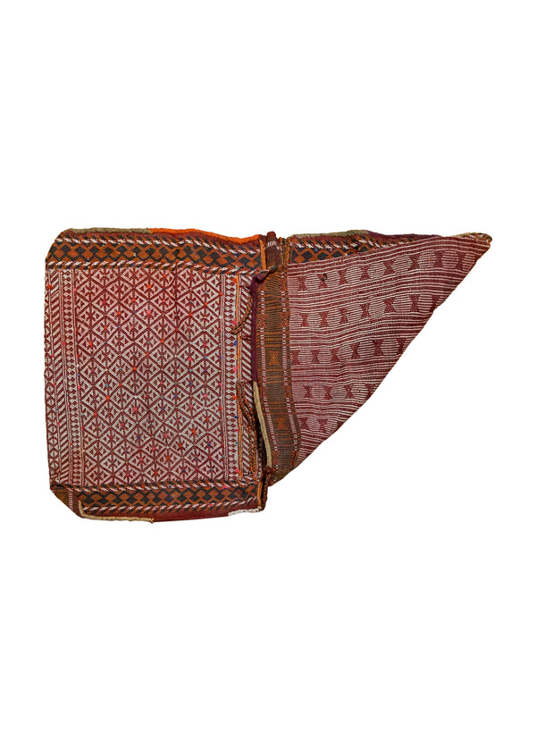A33947 Persian Rug Ghashghaei Handmade Saddle Tribal 2'0'' x 3'3'' -2x3- Whites Beige Red Saddle Bag Geometric Kilim Design