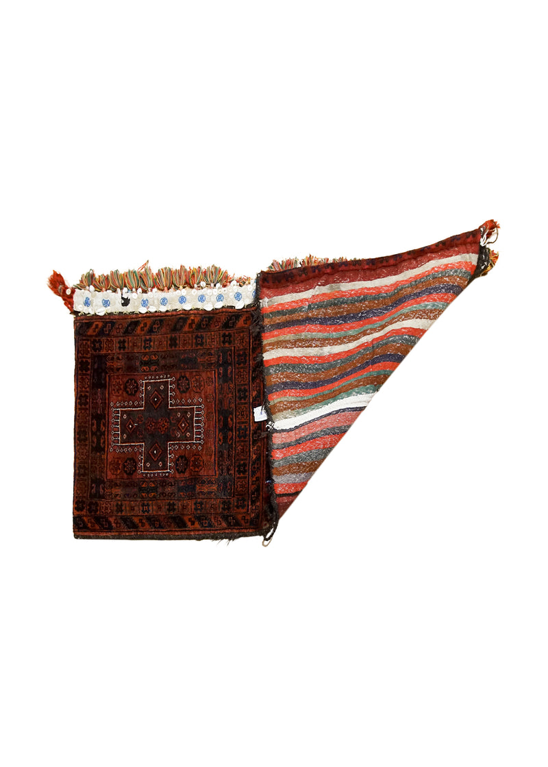 A33949 Persian Rug Baloch Handmade Saddle Tribal 2'8'' x 5'2'' -3x5- Red Saddle Bag Geometric Design